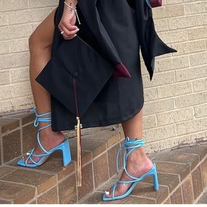 ASOS blue ankle-tied heels